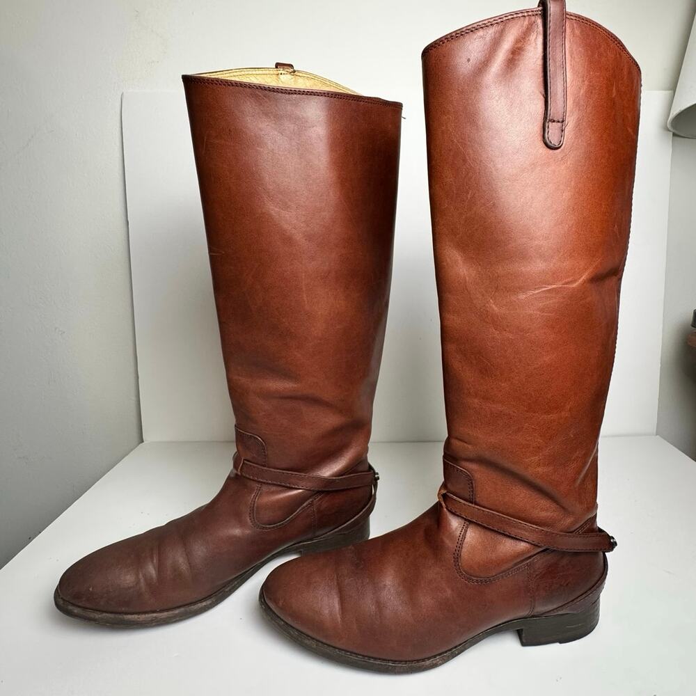 FRYE Lindsay Plate Knee High Riding Boots Women’s 8B Brown Leather Equestrian
